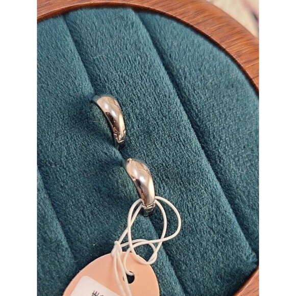 Clue Sterling Silver Hoop Earrings 12mm – Made in Korea, Minimalist Thick Huggie - Picture 1 of 7